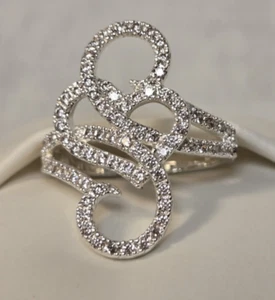 AVON Silvertone Rhinestone Infinity Heart Ring Signed NVC Size 8 - Picture 1 of 6