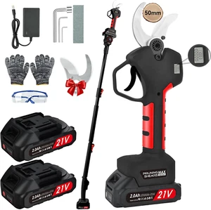 Forbice Elettrica Potatura 50mm Asta Telescopica LCD 2x21V Batterie Ulivo - Foto 1 di 12