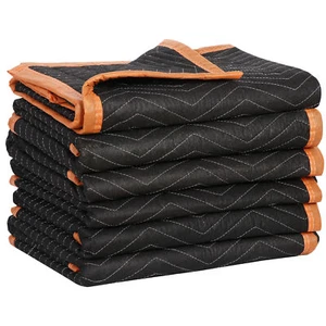 6-Pack Moving&Packing Blankets Non-woven Fabric 40" x 72" Shipping Padding Black - Picture 1 of 12
