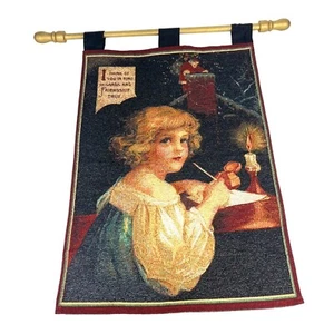 Vintage Jacquard Wall Hanging Tapestry 18" x 24" "I Think Of You" Made In Ind - Picture 1 of 4