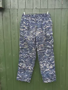US NAVY BLUE DIGITAL TROUSERS SIZE MEDIUM REGULAR - Picture 1 of 5