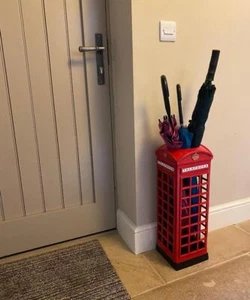 Umbrella Stand - Red British Iconic Telephone Booth Phone Box - Aluminium - 58cm - Picture 1 of 10