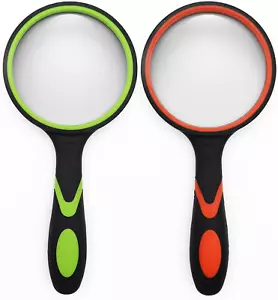 2 Pack 75Mm 10X Handheld Magnifying Glass,Rubber Reading Magnifier for Kids Seni - Picture 1 of 6