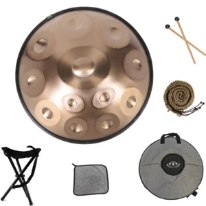 440HZ 12Tones Golden Handpan Drum 22inch D Minor Steel Tongue Drum with Soft Bag - Picture 1 of 7