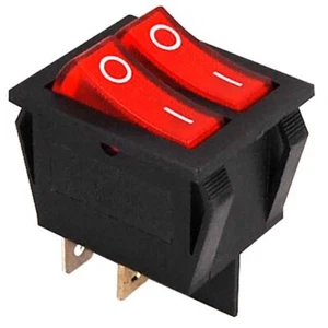 Interruptor basculante doble 250V 15A, basculantes rojos, 2 x 2 posiciones de conmutación, encendido/apagado - Imagen 1 de 2