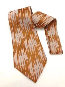 True Vintage Mens Kipper Necktie 4.8" Wide Neck Tie Abstract Copper Orange White - Picture 1 of 5