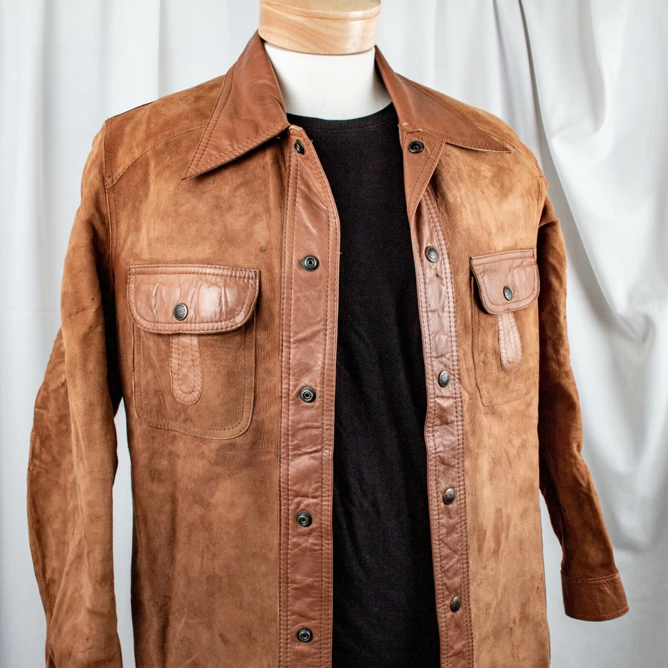 FALCON Reversible 1970's Red Copper Men Vintage Leather Suede Jacket Size M - Image 1 of 4