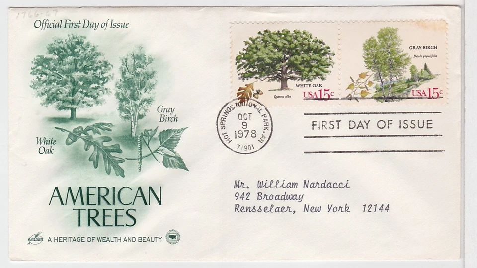 TurtlesTradingPost- American Trees 1978 #1766-67 FDC Artcraft Variety Cachet - Image 1 of 1