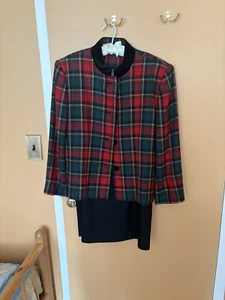 Kasper Plaid Suit and Skirt Red and Green - Picture 1 of 6