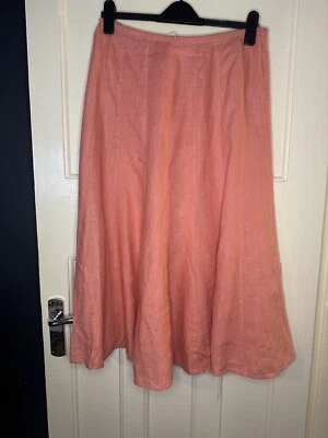 Falda midi Orvis rosa 100 % lino talla S  Foto 1 de 4