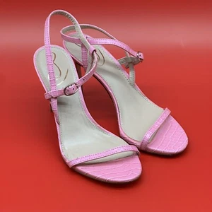 Sam Edelman Doran Pink Croc Faux Leather Stiletto Heeled Sandals Women's Size 7M - Picture 1 of 11
