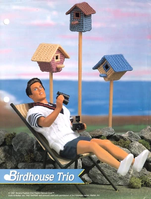Fashion Doll Plastic Canvas BIRDHOUSE TRIO 3 Designs PATTERN & Instructions - Image 1 of 4