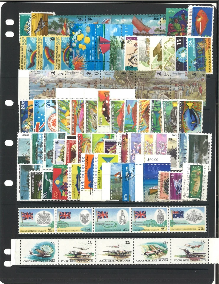 100 estampillas diferentes de Islas Cocos (Keeling) en bolsa Glassine como nuevas y usadas Foto 1 de 1