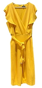 Tommy Hilfiger Womens Plus Ruffled Sleeveless V Neck Jumpsuit Yellow20W NWT $125 - Picture 1 of 8