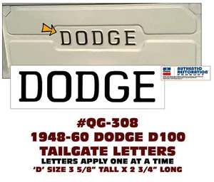 QG-308 1948 1949 1950 1951 1953 1954 1955 1956 1958 1960 DODGE TAILGATE DECAL - Bild 1 von 1