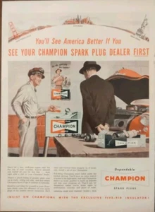 Anuncio impreso Champion 1954 bujía, trabajando en el coche clásico - Imagen 1 de 1