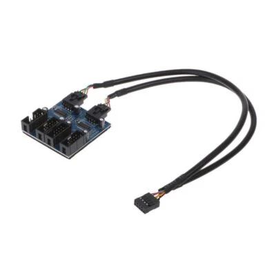 PC Chassis Internal 9Pin USB2.0 Male 1 To 4 Female Splitter PCB Chipset Extender - Image 1 of 4