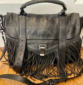 Proenza Schouler Umhängetasche schwarz Leder PS1 Fransen - Bild 1 von 16