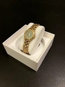 Vivani Watch Womens Vintage Gold Bracelet Black Dial Quartz Stainless Analog - Picture 1 of 5