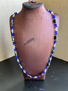 Collar/Pulsera 36" Magnética Hematita Perla Cultivada Cristal Azul Cuentas E02 - Imagen 1 de 4