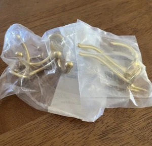 Lot Of 4 Old Stock Brass Wall Double Hooks Coats Hats Garments Art Deco Revival - Picture 1 of 5