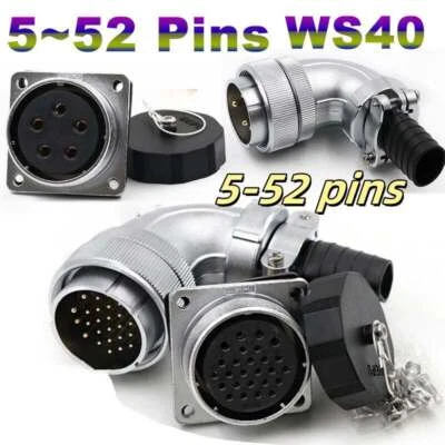 5~52 Pins Metal Cable Elbow Connector CouplingsWS40 Bent Aviation Plugs Sockets - Image 1 of 4
