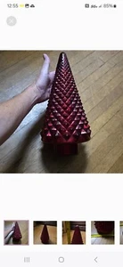 Red Glass Hobnail Christmas Tree - Picture 1 of 6