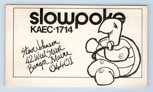 Slowpoke Turtle Johnson Bangor Maine ME QSL Ham Radio Card VTG KAEC-1714 - Picture 1 of 2
