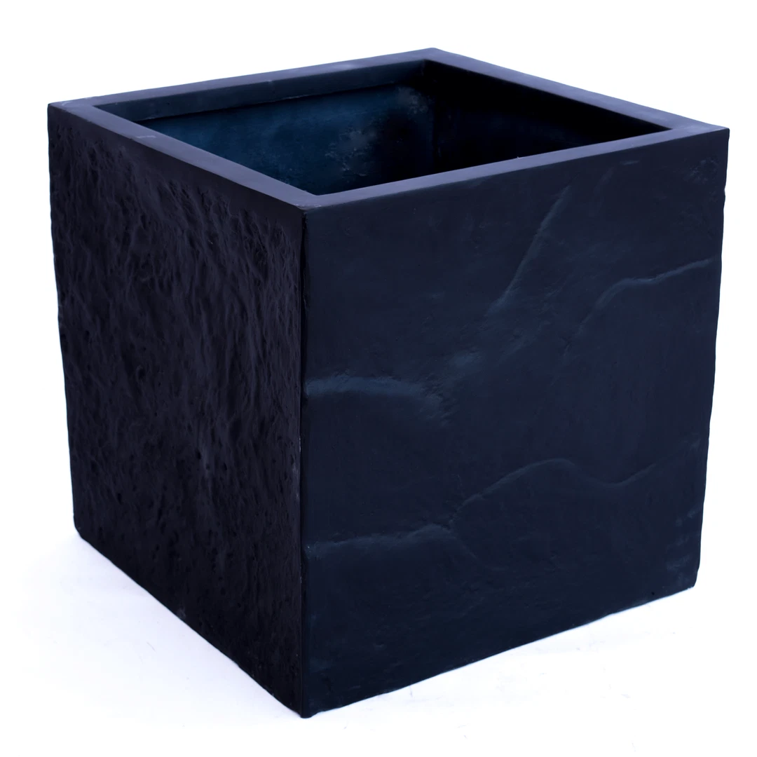 BARTPOL Blumentopf Quadratisch Aus Fiberglas – 75x28x75 Cm, Grau Matt, Frostsicher, Für Innen & Außen, Mit Innenboden