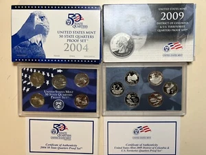 2004-S State Quarters & 2009-S D.C. + US Territories Proof Clad Coin Sets - Picture 1 of 5