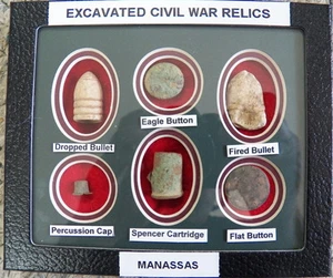 Nice Matted Set Of 6 Identified Excavated Civil War Relics (New) - Picture 1 of 1