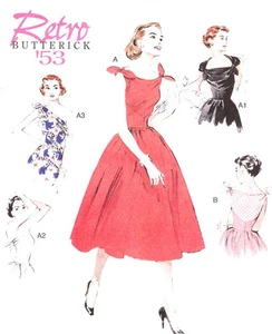 Vestido Corbata Años 50 Retro PATRÓN 1953 Repro Butterick 5708 Talla 6-22 Cóctel - Imagen 1 de 4