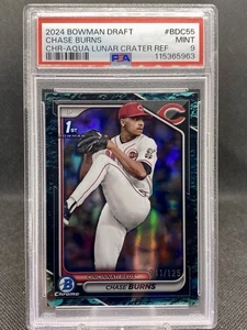 Chase Burns 2024 Bowman Draft-BDC-55 Aqua Lunar Crater Refractor /125 PSA 9 - Picture 1 of 2