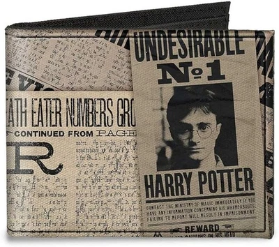 Canvas Bi-Fold Wallet - Harry Potter Newspaper Headlines Undesirable No 1 NEW - Image 1 of 3