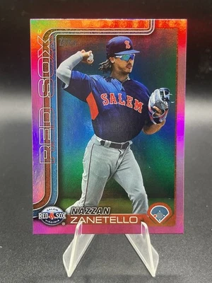 2025 Topps Pro Debut Nazzan Zanetello Pink Refractor #'d 024/199 RED SOX - Image 1 of 2