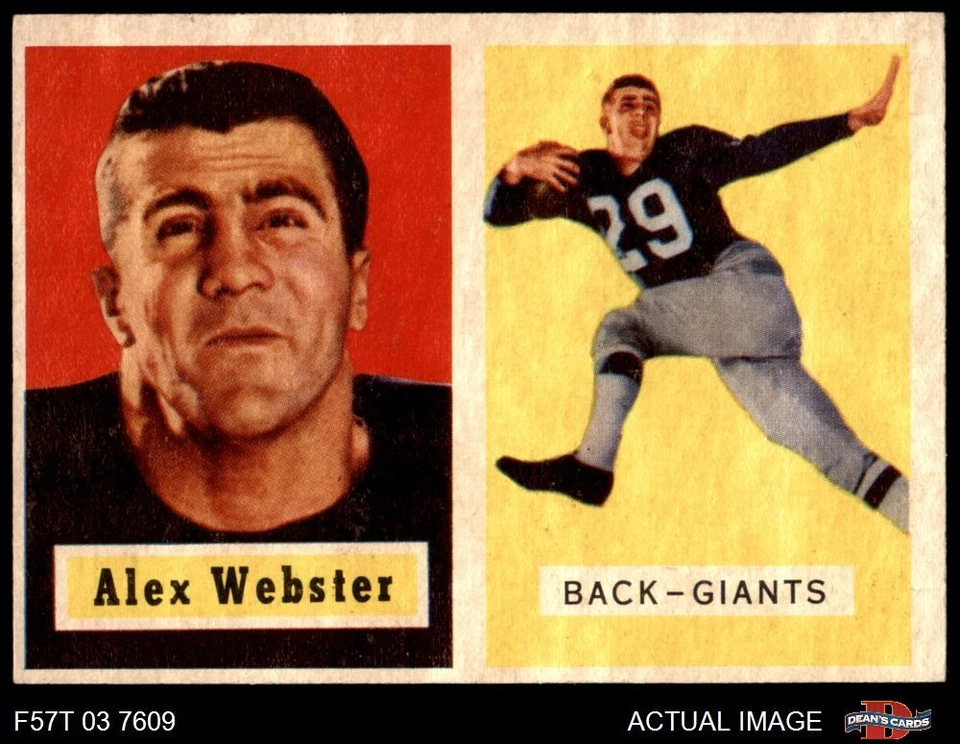 1957 Topps #121 Alex Webster Giants-FB North Carolina St 5 - EX - Image 1 of 1