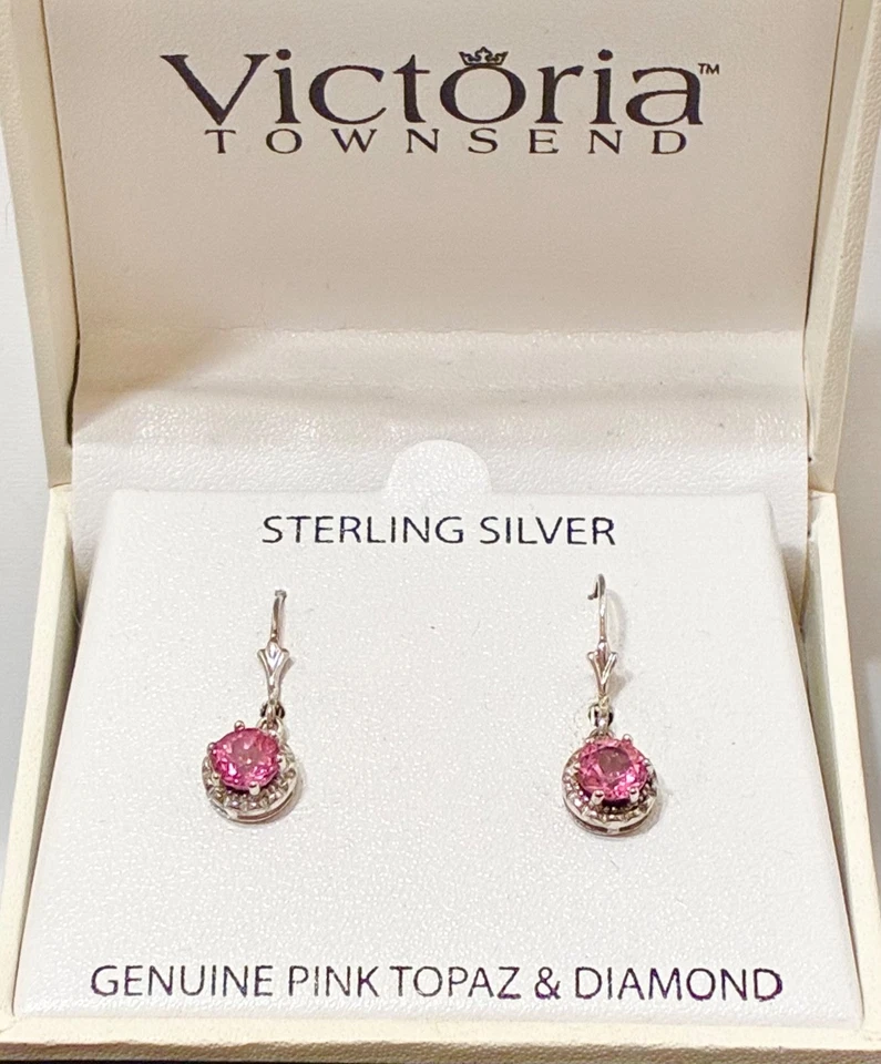 Pendientes Victoria Townsend PLATA ESTERLINA NUEVO EN CAJA Topacio Rosa Foto 1 de 4
