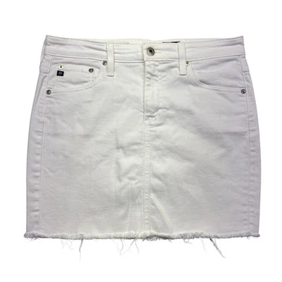 AG Adriano Goldschmied Sandy White Denim Mini Skirt Frayed Hem Sz 28 Fit 30" USA - Image 1 of 4