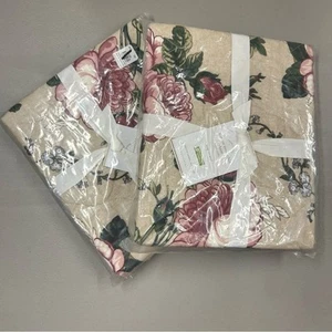 2 Pottery Barn Adelise Cotton Linen Floral Reversible King Size Shams NWT - Picture 1 of 6