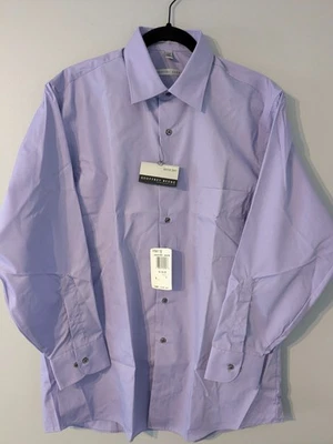 NUEVO CON ETIQUETAS - Camisa de vestir Geoffrey Beene púrpura claro manga larga sin arrugas 16 para hombre Foto 1 de 4