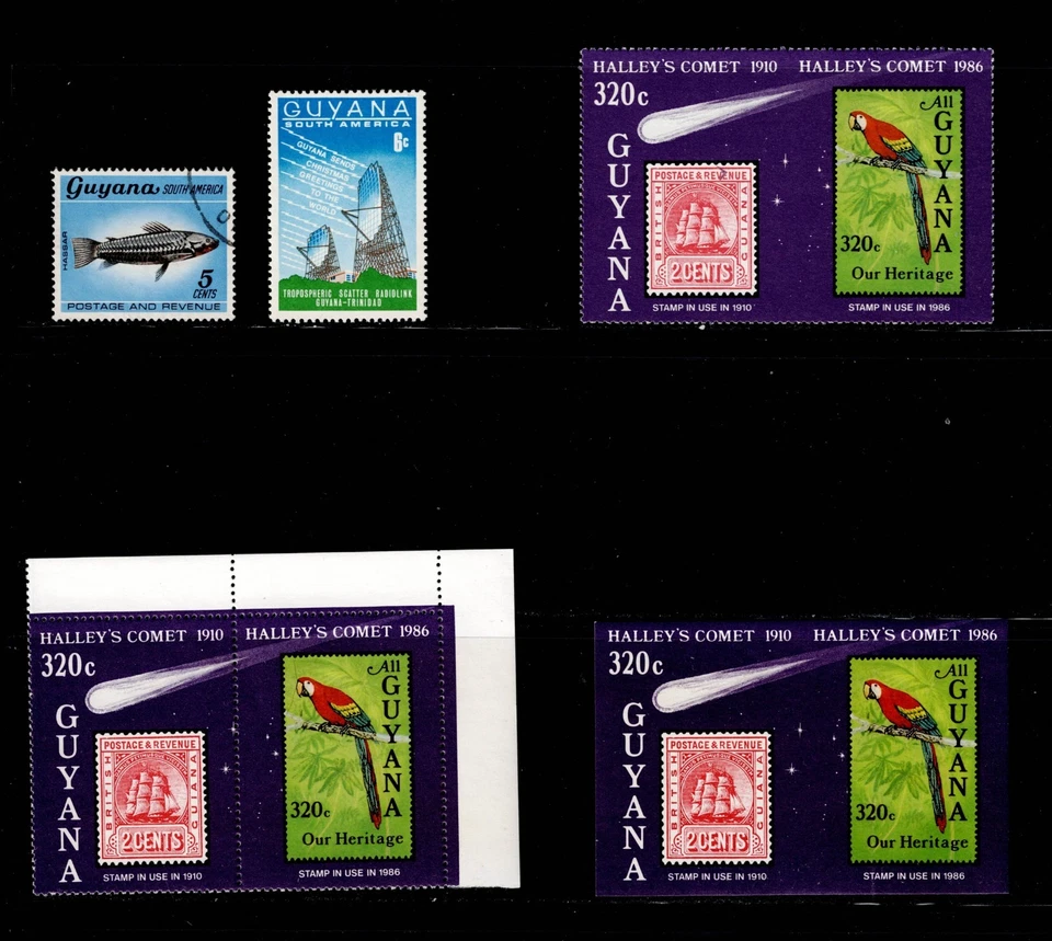 Guyana, Halley's Comet, Sc 1461, Par de Esquinas, Par Imperf, Imperf Between Par Foto 1 de 1
