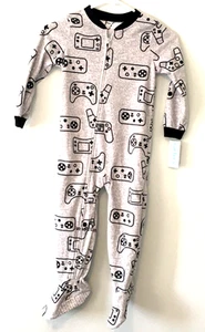 Carter's Boys Fleece Gamer Gray Footie Pajamas Non-Skid Size 4 Comfy Soft NWT - Picture 1 of 6