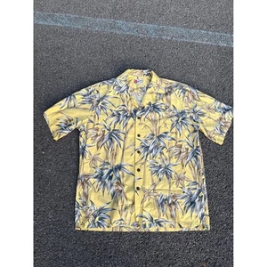 The Hilo Hattie Original Hawaiian Shirt Bamboo Palm Yellow Mens Large - Picture 1 of 7