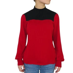 Debbie Morgan Vintage Sweater Red Color Block Sweater Medium Knit Retro - Picture 1 of 5