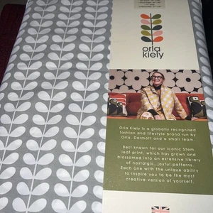 Juego de sábanas Orla Kiely Queen tallo pequeño algodón percal nuevo gris claro fresco blanco - Imagen 1 de 3