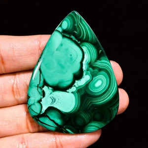natürlicher MALACHIT Cabochon lose Edelstein 172,95 ct. (44x58x05mm) Birnenform - Bild 1 von 7