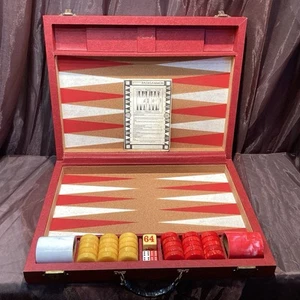 VTG Crisloid Tournament 1.75” Bakelite Cherry And Butterscotch Backgammon Set - Picture 1 of 24