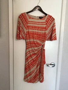 Tahari Women’s Dress, Orange With Tan, Size 2 Petite, RN 106409 - Picture 1 of 6