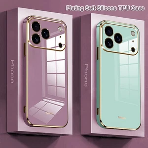 Plating Soft Silicone Phone Case Cover For iPhone 17 Pro Max Air 16 15 Pro 13 XS - Picture 1 of 30