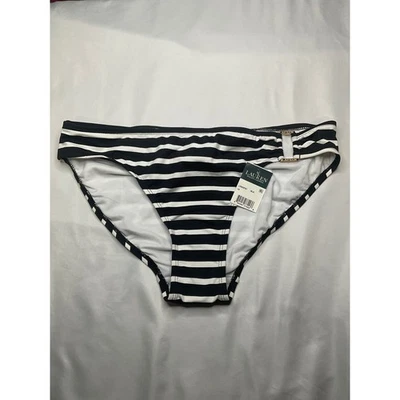Lauren Ralph Lauren Striped Swimsuit Bottoms Women's Size 10 Bikini Black White - Image 1 of 4